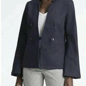 Banana Republic Dark Wash Denim Bell Sleeve Double Breasted Blazer - 14 Tall